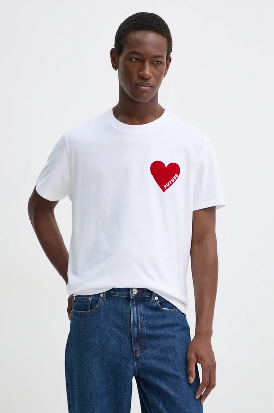 FROM FUTURE tricou din bumbac imprimeu alb MTS00830