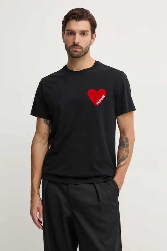 FROM FUTURE tricou din bumbac imprimeu negru MTS00830