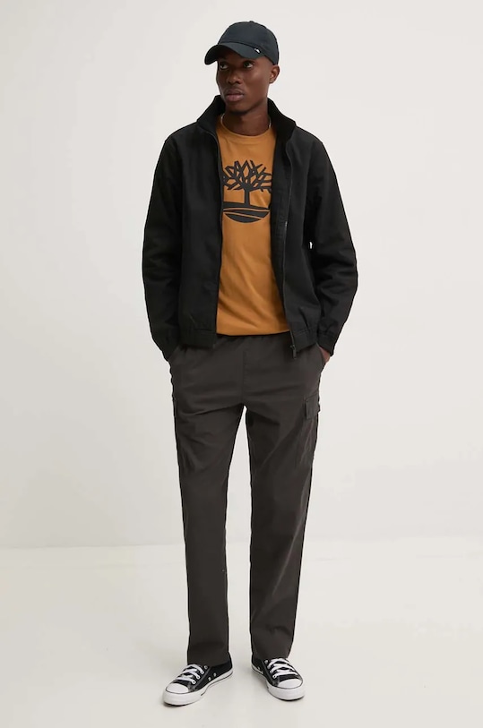 Pamučna majica Timberland TB0A2C2RP471 smeđa AW24