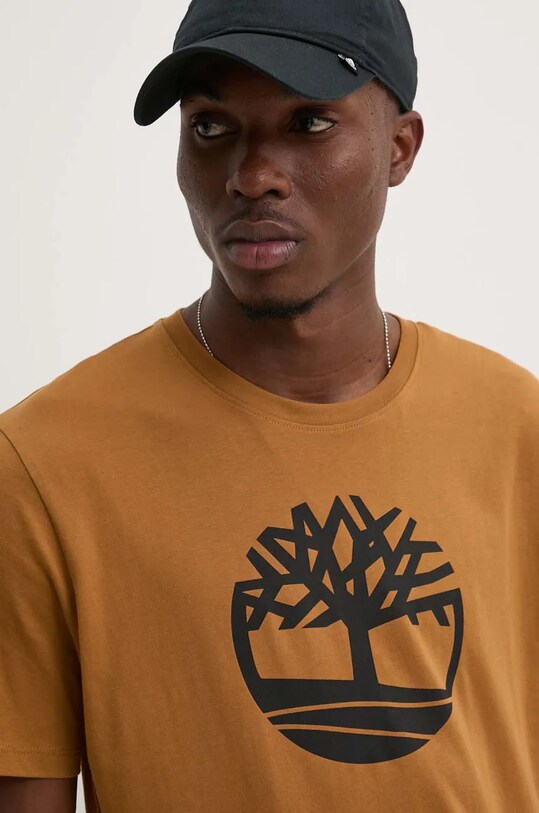 Pamučna majica Timberland smeđa TB0A2C2RP471