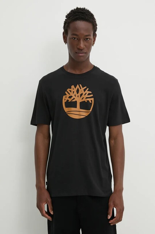 Timberland t-shirt bawełniany nadruk czarny TB0A2C2RP561
