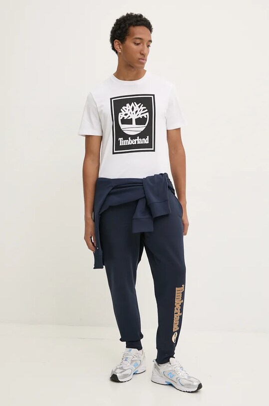 Timberland tricou din bumbac TB0A5WQQP541 alb AW24