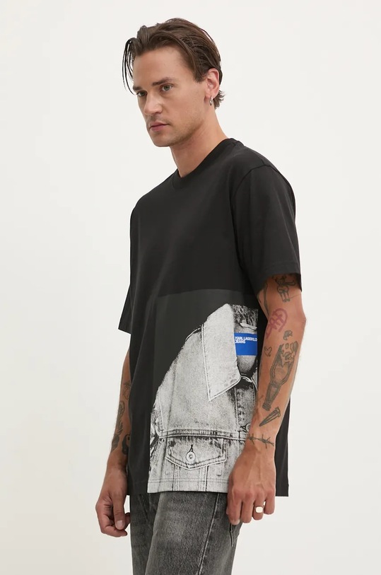 Karl Lagerfeld Jeans tricou din bumbac print negru 246D1701