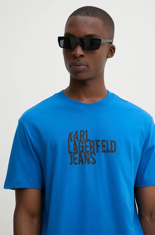 Бавовняна футболка Karl Lagerfeld Jeans темно-синій 246D1711