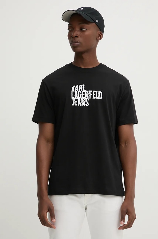 Karl Lagerfeld Jeans tricou din bumbac print negru 246D1711