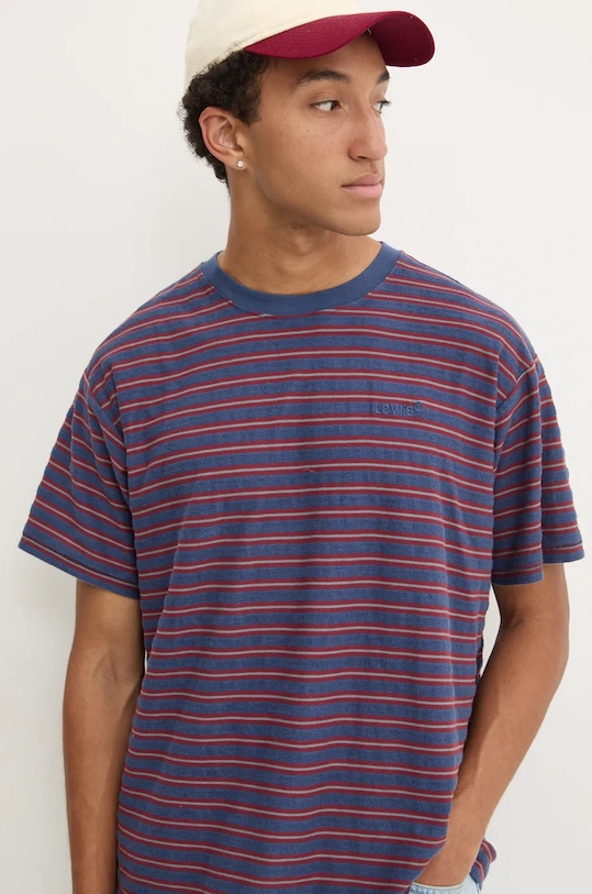 Levi's t-shirt bawełniany wzorzyste granatowy A0637.0116