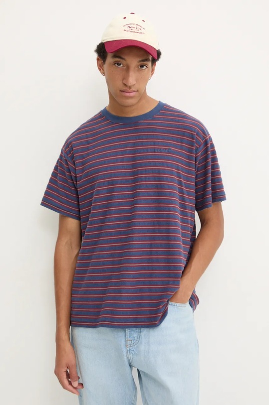 Levi's t-shirt bawełniany granatowy A0637.0116