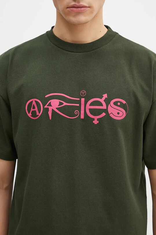 Хлопковая футболка Aries Coexist SS Tee зелёный AR6001302