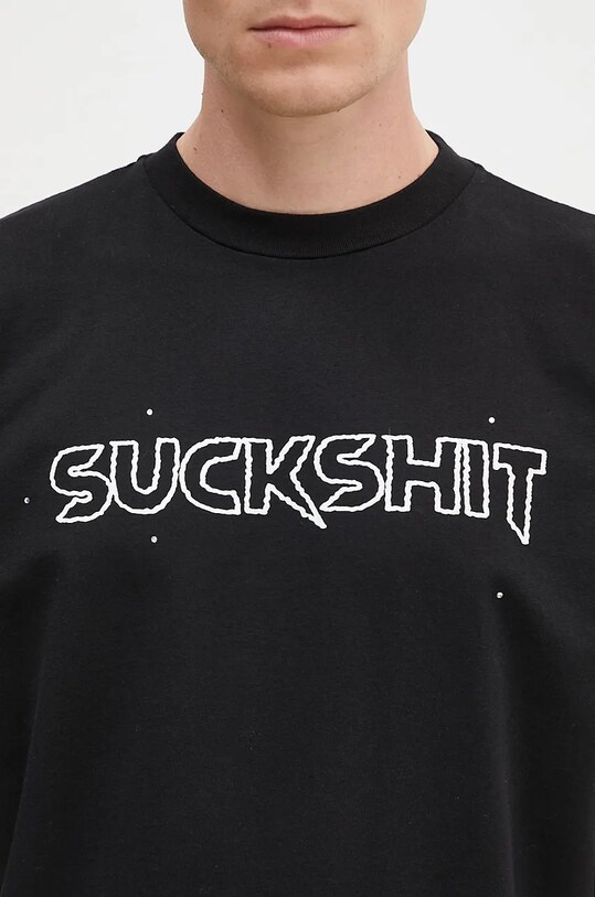 Βαμβακερό μπλουζάκι Aries Suckshit SS Tee μαύρο AR6003202