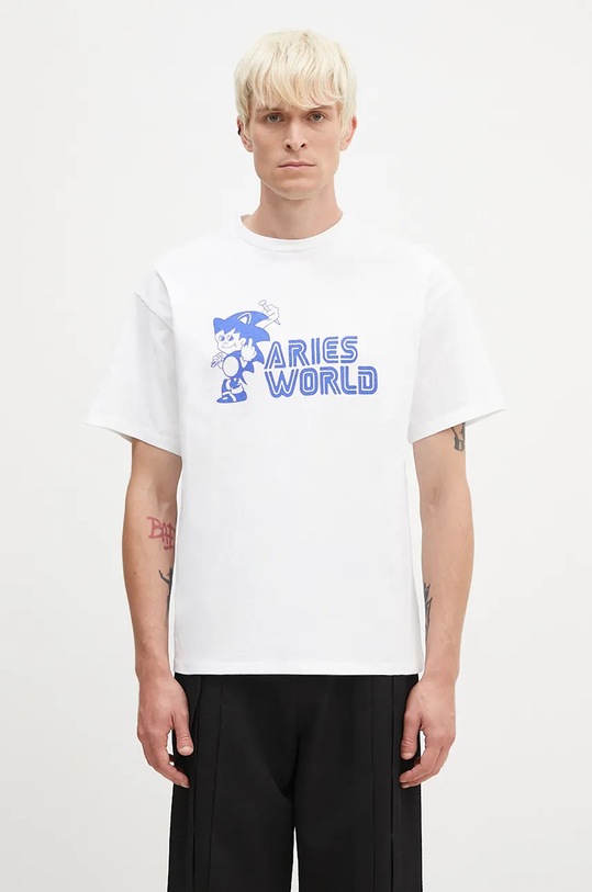 Aries cotton t-shirt Sonico SS Tee regular white AR6001202