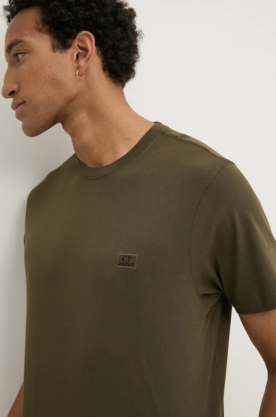 Bavlněné tričko C.P. Company hladký zelená 17CMTS031A005100W