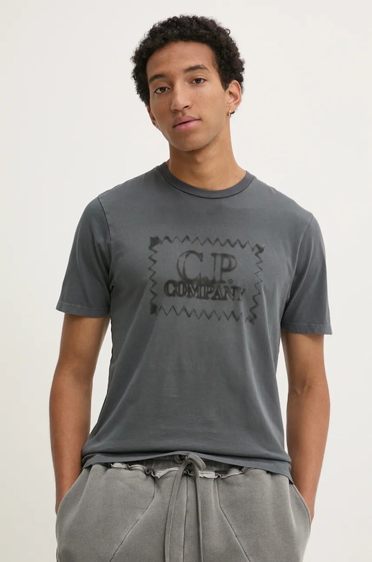 C.P. Company t-shirt bawełniany nadruk szary 17CMTS239A005431S