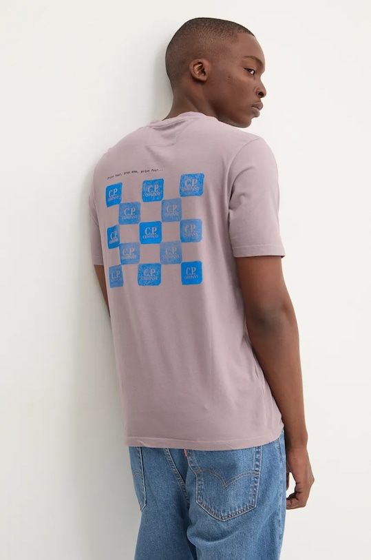 C.P. Company tricou din bumbac print violet 17CMTS241A005431G