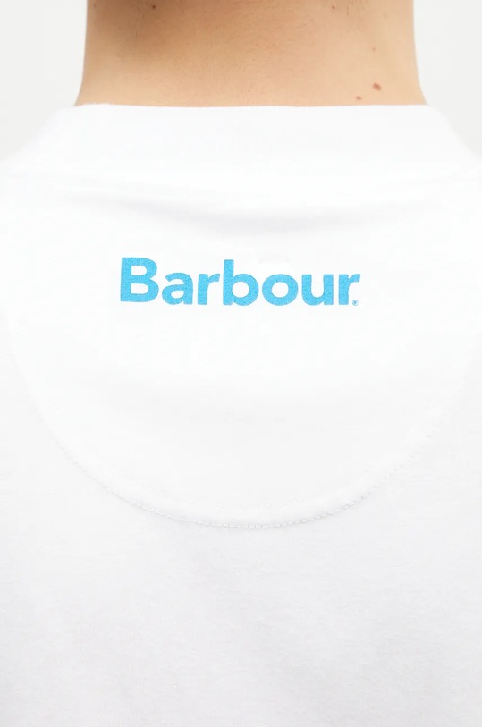 Bavlnené tričko Barbour Mortt OS Graphic MTS1340 biela