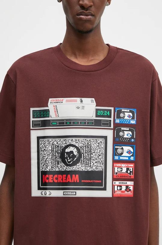 ICECREAM tricou din bumbac ICTV maro IC24348