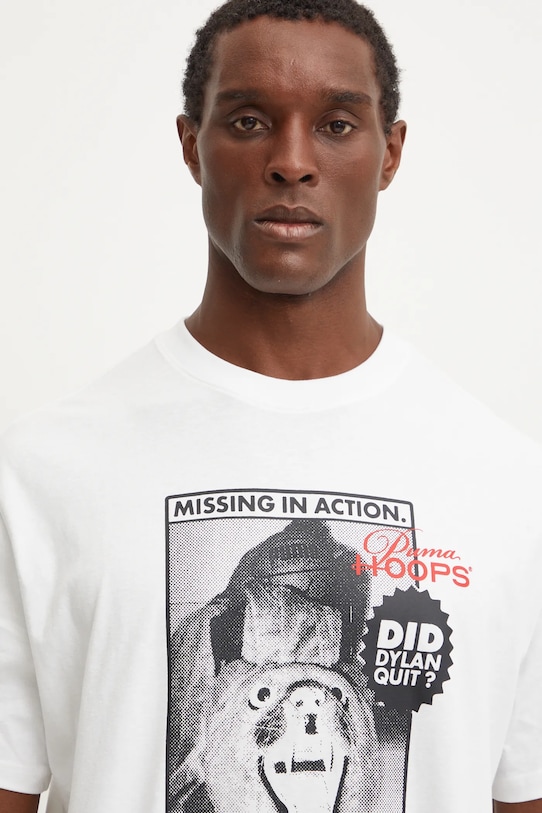 Puma t-shirt bawełniany Dylan Got Game biały 627639
