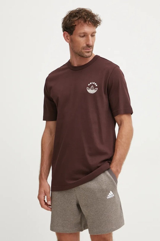 Βαμβακερό μπλουζάκι adidas Originals βαμβάκι καφέ IX9610