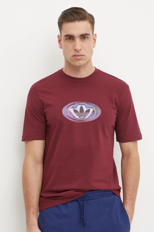 adidas Originals tricou din bumbac print burgundia JM0481