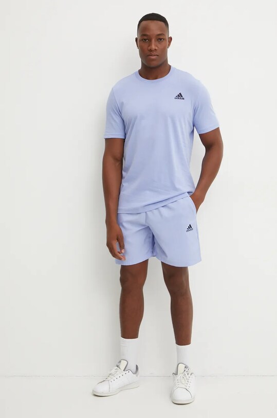 adidas tricou din bumbac Essentials IX0122 albastru AW24