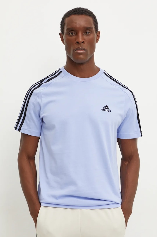 adidas tricou din bumbac Essentials imprimeu albastru IX0160