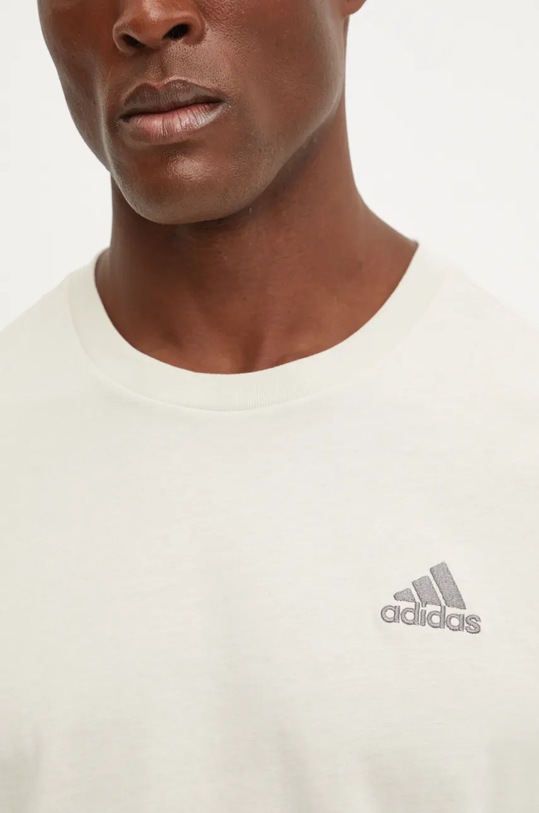 Bavlněné tričko adidas Essentials IY9099 béžová
