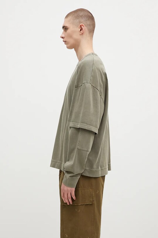 Bavlnené tričko s dlhým rukávom DARKPARK Theo MJE08.JTS01.W615 zelená AW24