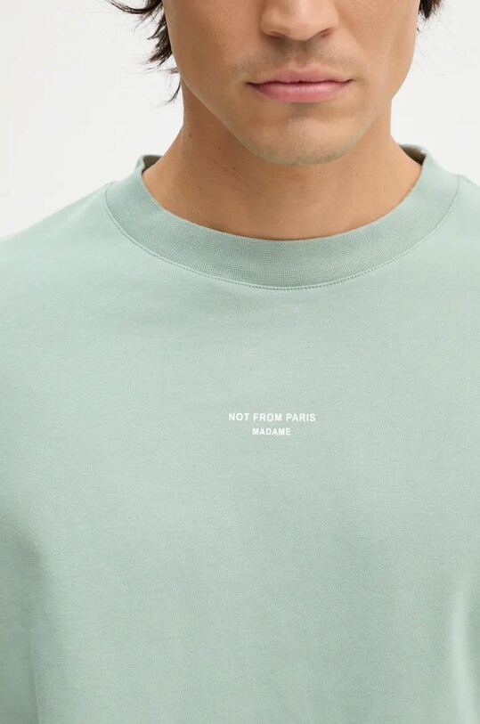 Хлопковая футболка Drôle de Monsieur Le T-Shirt Slogan Classique E.TS202.CO002.WG бирюзовый