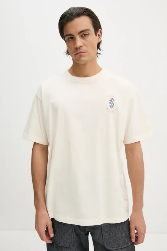 Бавовняна футболка Drôle de Monsieur Le T-Shirt DrUle Grappe regular бежевий E.TS212.CO165.CM