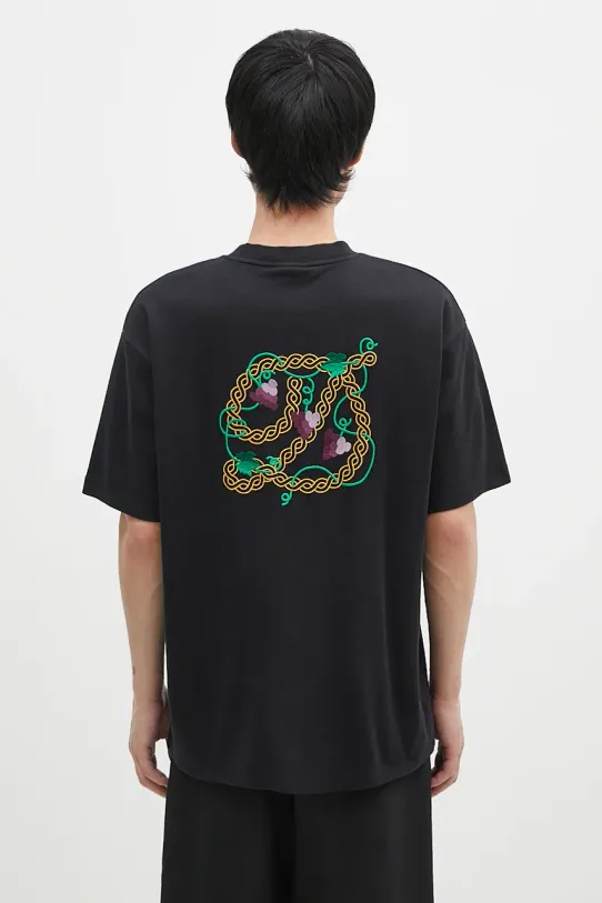 Бавовняна футболка Drôle de Monsieur Le T-Shirt D Raisin relaxed чорний E.TS213.CO002.BL