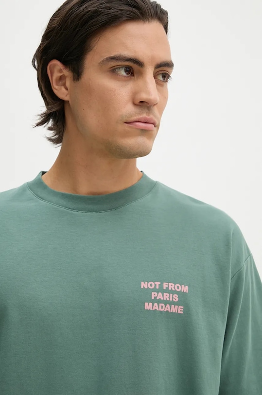 Bavlněné tričko Drôle de Monsieur Le T-Shirt Slogan zelená E.TS203.CO002.DGN