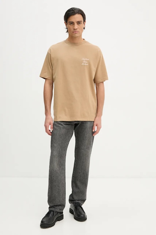 Bavlněné tričko Drôle de Monsieur Le T-Shirt Slogan Calligraphy E.TS209.CO002.IBN hnědá AW24