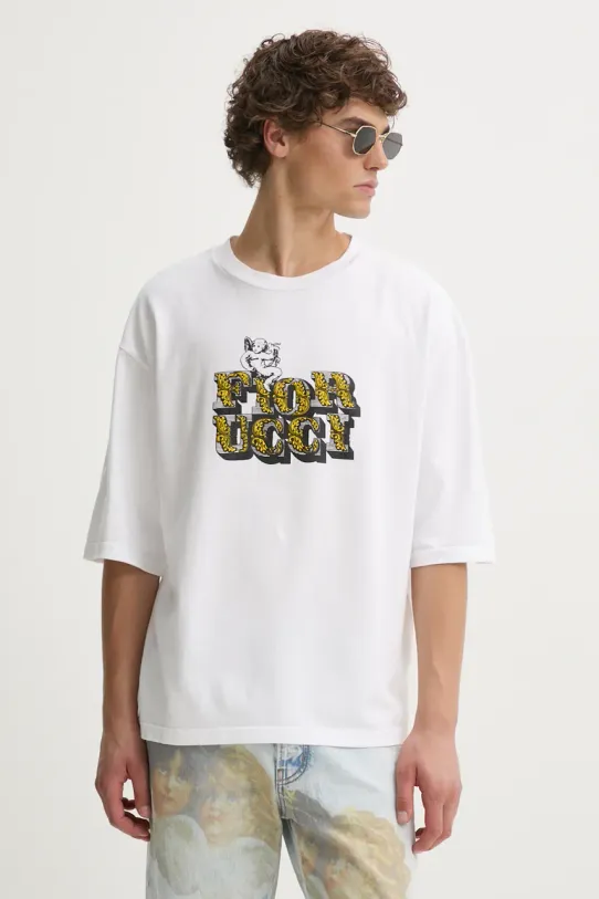 Fiorucci t-shirt bawełniany nadruk biały M01FMTSH101CJ01WH01