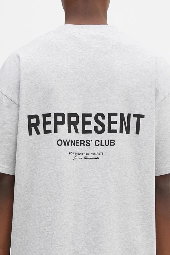 Памучна тениска Represent Represent Owners Club сив OCM41114.158