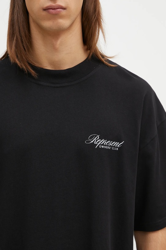 Represent tricou din bumbac Represent Owners Club Script negru OCM41201.001