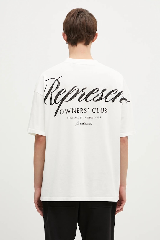 Ρούχα Βαμβακερό μπλουζάκι Represent Represent Owners Club Script OCM41201.072 λευκό