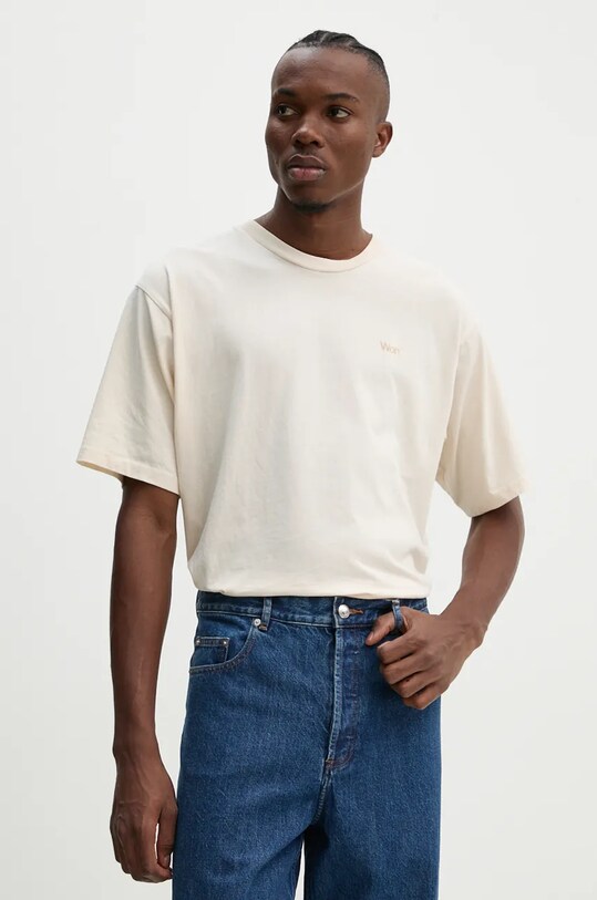 Хлопковая футболка Won Hundred хлопок бежевый 3300.12063