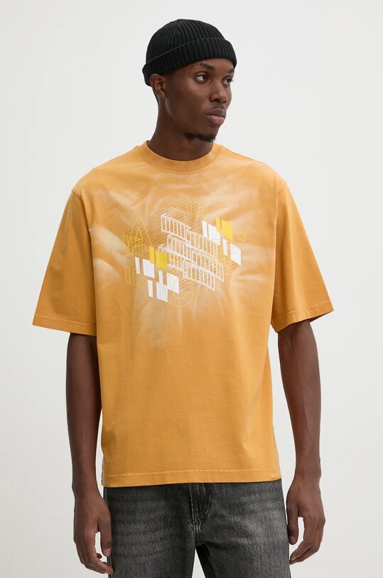 A-COLD-WALL* t-shirt bawełniany Schematic nadruk żółty ACWMTS198