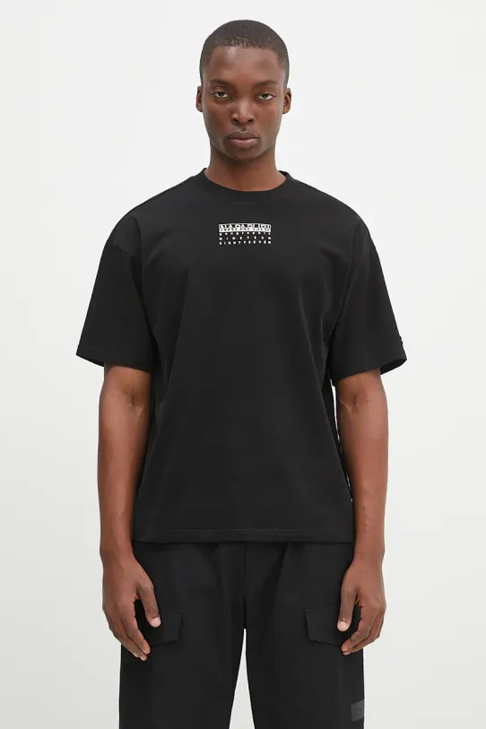 Βαμβακερό μπλουζάκι Napapijri S-Premium Ss στάμπα μαύρο NP0A4I6Q9411