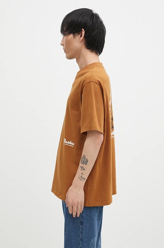 Barbour t-shirt bawełniany Bayard OS Graphic MTS1337 brązowy AW24