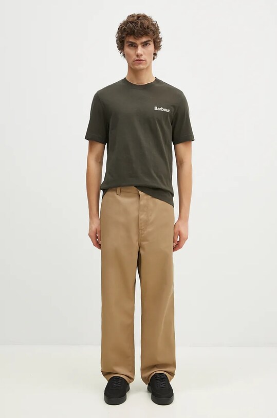 Bavlněné tričko Barbour Pitbright Relaxed MTS1351 zelená