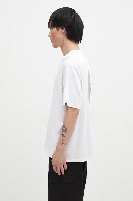 Bavlněné tričko A Bathing Ape LUX SPORT PATTERN APE HEAD RELAXED FIT TEE 1K80110322 bílá AW24