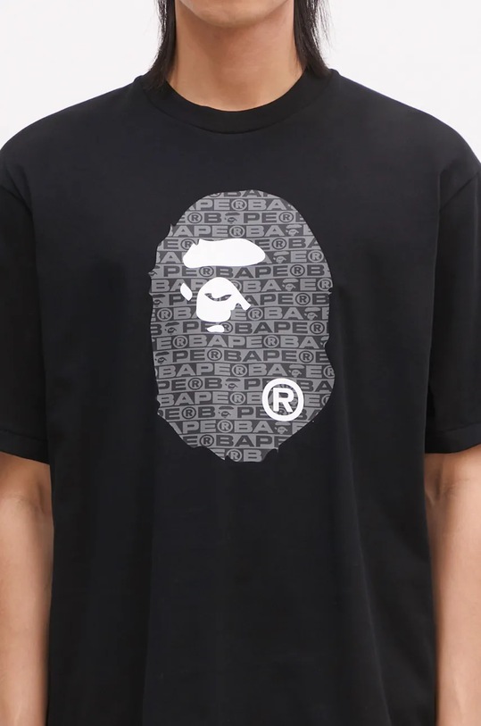 A Bathing Ape cotton t-shirt LUX SPORT PATTERN APE HEAD RELAXED FIT TEE 1K80110322 black