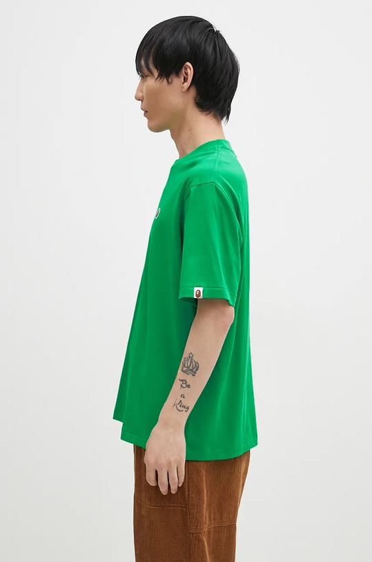 A Bathing Ape cotton t-shirt ONE POINT RELAXED FIT TEE 1K80110345 green AW24