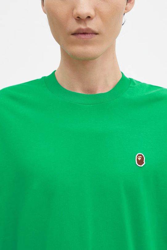 Хлопковая футболка A Bathing Ape ONE POINT RELAXED FIT TEE зелёный 1K80110345