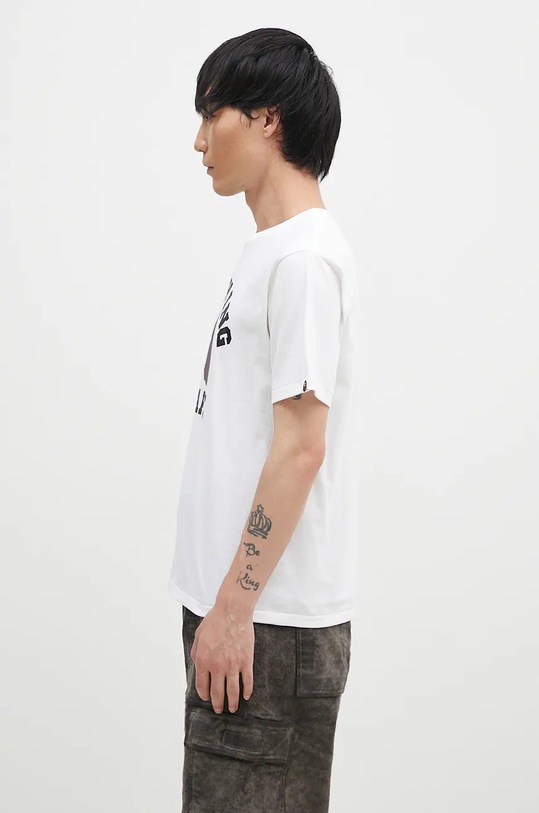 Bavlněné tričko A Bathing Ape COLLEGE TEE 1K80110001 bílá AW24