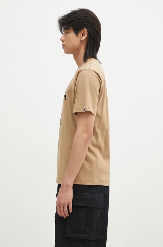 Bavlněné tričko A Bathing Ape COLLEGE TEE 1K80110001 béžová AW24