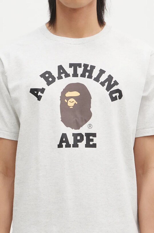 Βαμβακερό μπλουζάκι A Bathing Ape COLLEGE TEE γκρί 1K80110001
