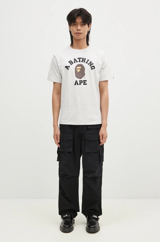 A Bathing Ape cotton t-shirt COLLEGE TEE 1K80110001 gray