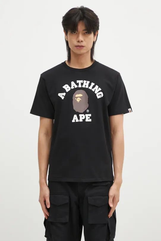 A Bathing Ape cotton t-shirt COLLEGE TEE regular black 1K80110001