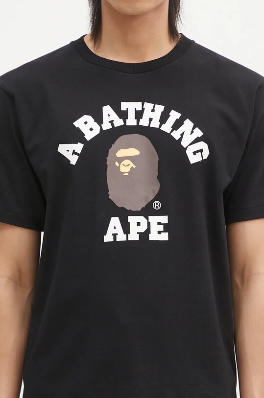 A Bathing Ape cotton t-shirt COLLEGE TEE black 1K80110001